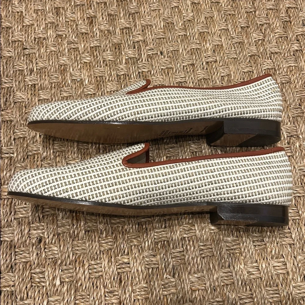 NEW Stubbs & Wootton Woven Cream and Tan flats/loafers - Picture 5 of 9